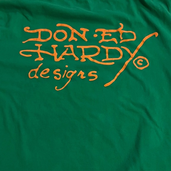 Ed Hardy "Bulldog Logo" Men's T-Shirt. Green. Size Large - Picture 3 of 5